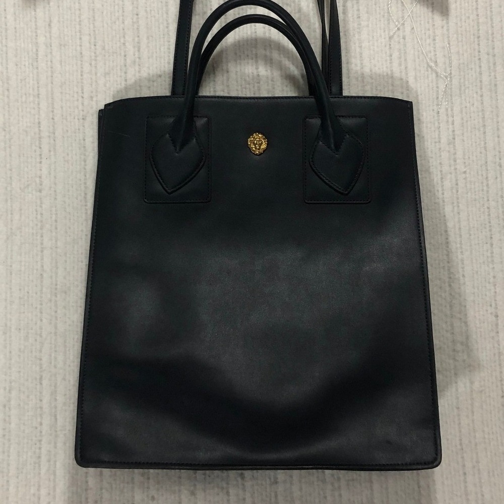 Anne Klein Black‎ Tote Bag Faux Leather Satchel Handbag Purse with Pouch
